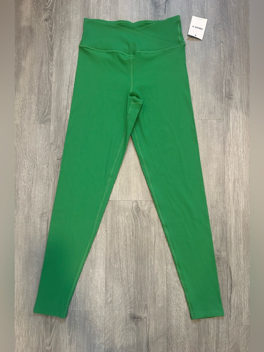 Forever 21 Ribbed High-Waist Leggings - Green